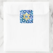 Sticker Carré Bat mitzvah Blue Medley Aquarelle Star Damask (Sac)