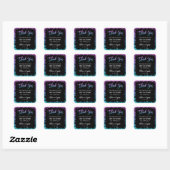 Sticker Carré Bat mitzvah de Parties scintillant Turquoise viole (Feuille)