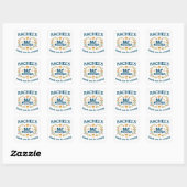 Sticker Carré BAT MITZVAH floral à la main Juif personnalisable (Feuille)