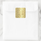 Sticker Carré Bat mitzvah Gold Star de David sur Gold Grid (Sac)