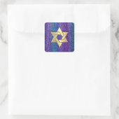 Sticker Carré Bat mitzvah Violet Turquoise Glitterie rayures N'i (Sac)