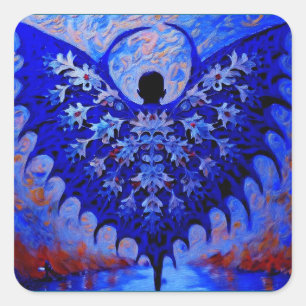 Sticker Carré Bat Wing Créateur Avec Une Aile Bleue Magnifique
