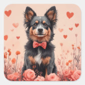 Sticker Carré Bataille australienne avec Roses - Saint-Valentin (Devant)