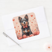 Sticker Carré Bataille australienne avec Roses - Saint-Valentin (Enveloppe)