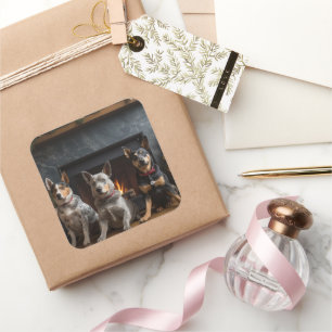 Sticker Carré Bataille australienne près de la cheminée Noël