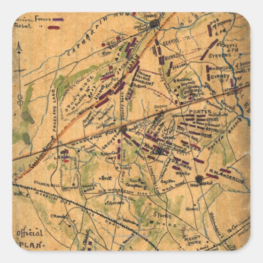 Sticker Carré Bataille de Bull Run (Devant)