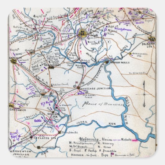 Sticker Carré Bataille de Bull Run 4 (Devant)