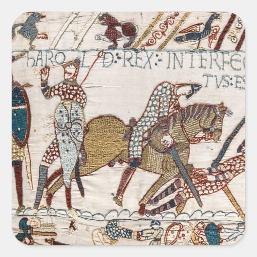 Sticker Carré Bataille de Hastings - Bayeux Tapestry King Harold (Devant)