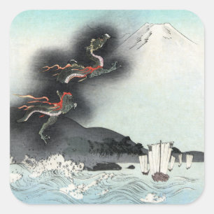 Sticker Carré Bataille navale Dragon's Fury pour le mont Fuji, J