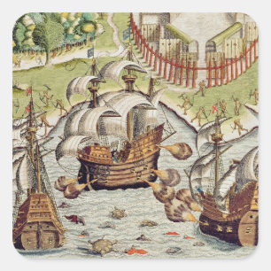 Sticker Carré Bataille navale entre les Portugais et les Françai