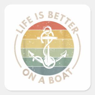 Sticker Carré Bateau À Voile Amusant Vie De Bateau À Voile Est M