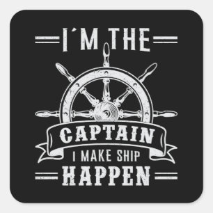 Sticker Carré Bateau à voile Capitaine marin Idée cadeau de mer