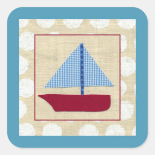 Sticker Carré Bateau à voile pour enfants par Chariklia Zarris