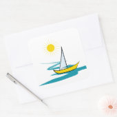 Sticker Carré Bateau à voilier simple (Enveloppe)