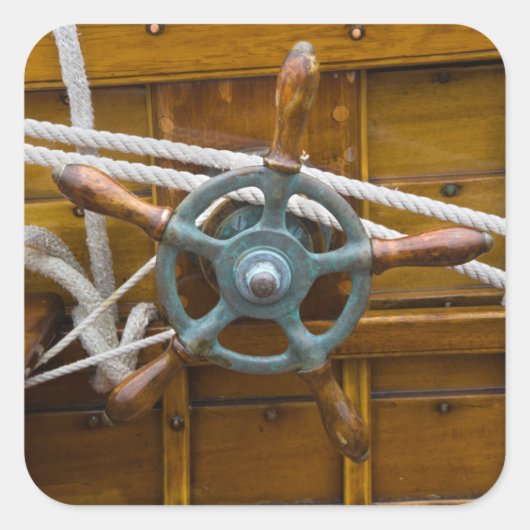 Sticker Carré Bateau antique en bois (Devant)
