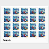 Sticker Carré Bateau dans la nuit (Feuille)