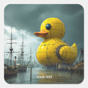Sticker Carré Bateau de guerre Imaginaire Cute Duck
