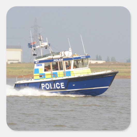 Sticker Carré Bateau de police à grande vitesse (Devant)