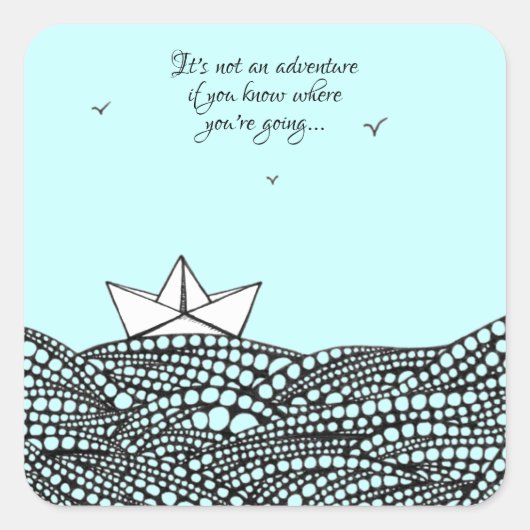 Sticker Carré Bateau en papier dessiné (Devant)