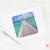 Sticker Carré Bateaux à une jetée dans l'autocollant Pacifique (Enveloppe)