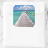 Sticker Carré Bateaux à une jetée dans l'autocollant Pacifique (Sac)