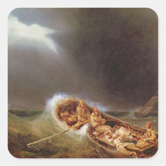 Sticker Carré Bateaux de Dieppe Retour de la pêche (Devant)