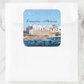 Sticker Carré Bateaux de pêche bleu à Essaouira - Maroc (Sac)