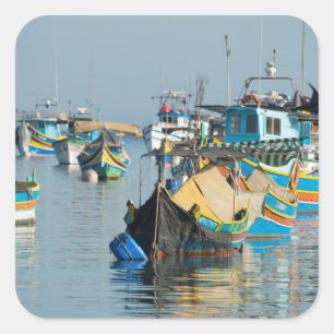 Sticker Carré Bateaux de pêche maltais   Marsaxlokk à Malte