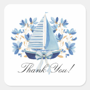 Sticker Carré Bateaux et proues bleus