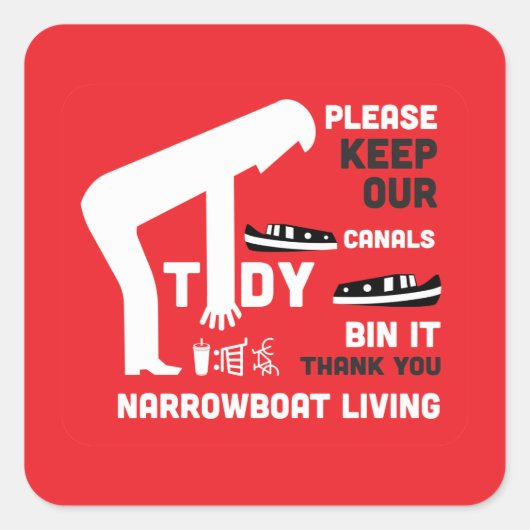 Sticker Carré Bateaux Étroits Et Cadeaux Canalboat (Devant)