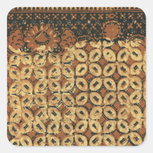 Sticker Carré Batik Earthy Grain de Café Élégant Rustique Rugueu