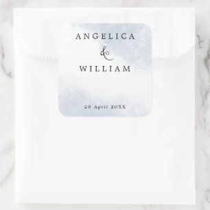 STICKER CARRÉ BÂTIMENT DE MARIAGE DE PLAGE   COULEUR D'EAU BLEU 