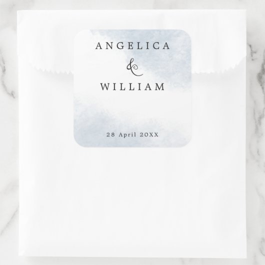 STICKER CARRÉ BÂTIMENT DE MARIAGE DE PLAGE | COULEUR D'EAU BLEU  (Sac)