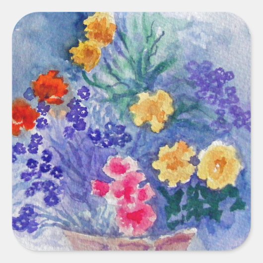 STICKER CARRÉ BÂTIMENTS À FLEURS (Devant)