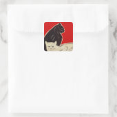 Sticker Carré BÂTIMENTS Art déco Chats blancs noirs sur rouge (Sac)