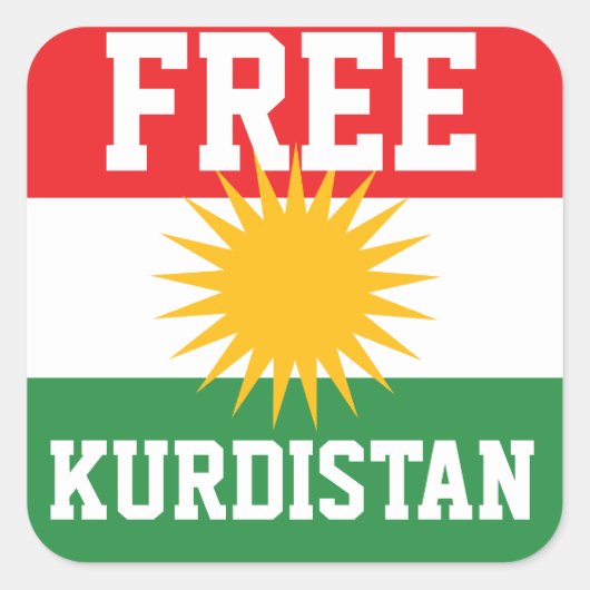 STICKER CARRÉ BÂTIMENTS GRATUITS DU DRAPEAU KURDISTAN (Devant)