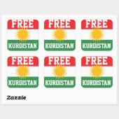 STICKER CARRÉ BÂTIMENTS GRATUITS DU DRAPEAU KURDISTAN (Feuille)
