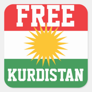 STICKER CARRÉ BÂTIMENTS GRATUITS DU DRAPEAU KURDISTAN