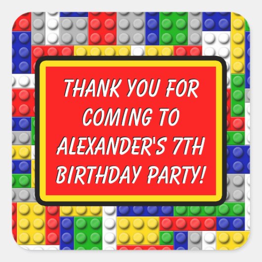 Sticker Carré Bâtiments Merci fête d'anniversaire (Devant)