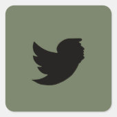 STICKER CARRÉ BÂTIMENTS - T DESIGN D'OISEAU - VERT/NOIR (Devant)