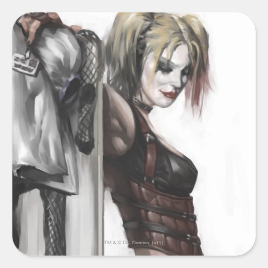 Sticker Carré Batman Arkham City | Harley Quinn Illustration (Devant)