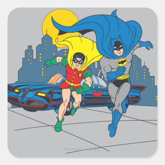Sticker Carré Batman Et Robin En Course (Devant)