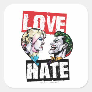 Sticker Carré Batman   Harley Quinn & Joker Love/Hate