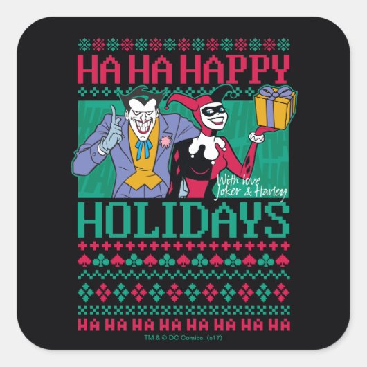 Sticker Carré Batman | Joyeuses fêtes Joker & Harley Quinn (Devant)
