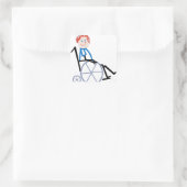 Sticker Carré Bâton pour enfant en fauteuil roulant (Sac)