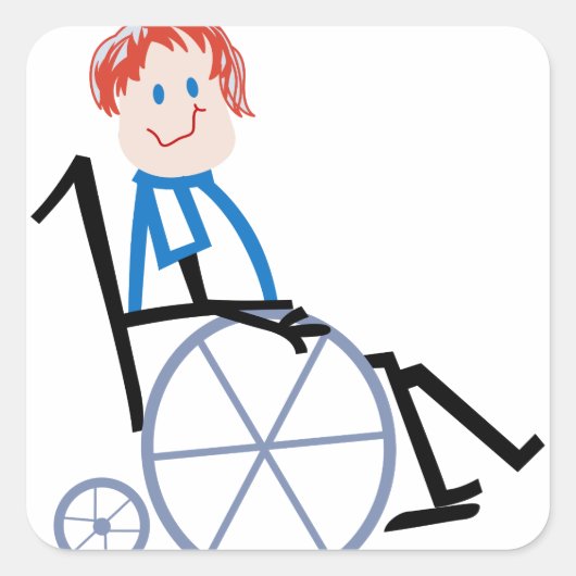 Sticker Carré Bâton pour enfant en fauteuil roulant (Devant)