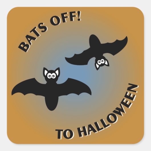 Sticker Carré Bats d'Halloween bleu orange (Devant)