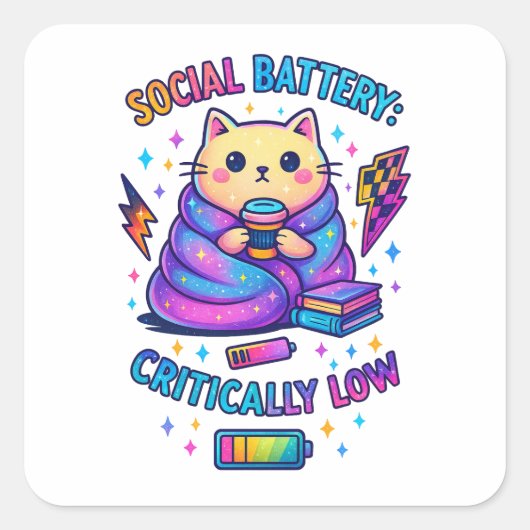 Sticker Carré Batterie sociale Critique... (Devant)