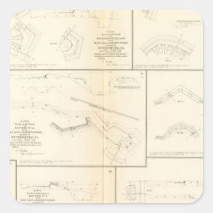 Sticker Carré Batteries de Petersburg, Va, siège