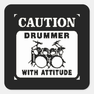 Sticker Carré Batteur avec attitude